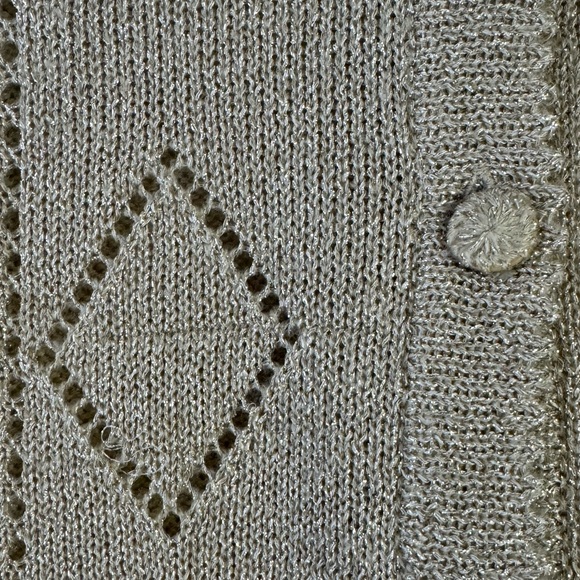 Vintage CRICKET LANE Metallic Gold Fancy Vest PM Petite Cardigan Sweater Jersey - Picture 17 of 17